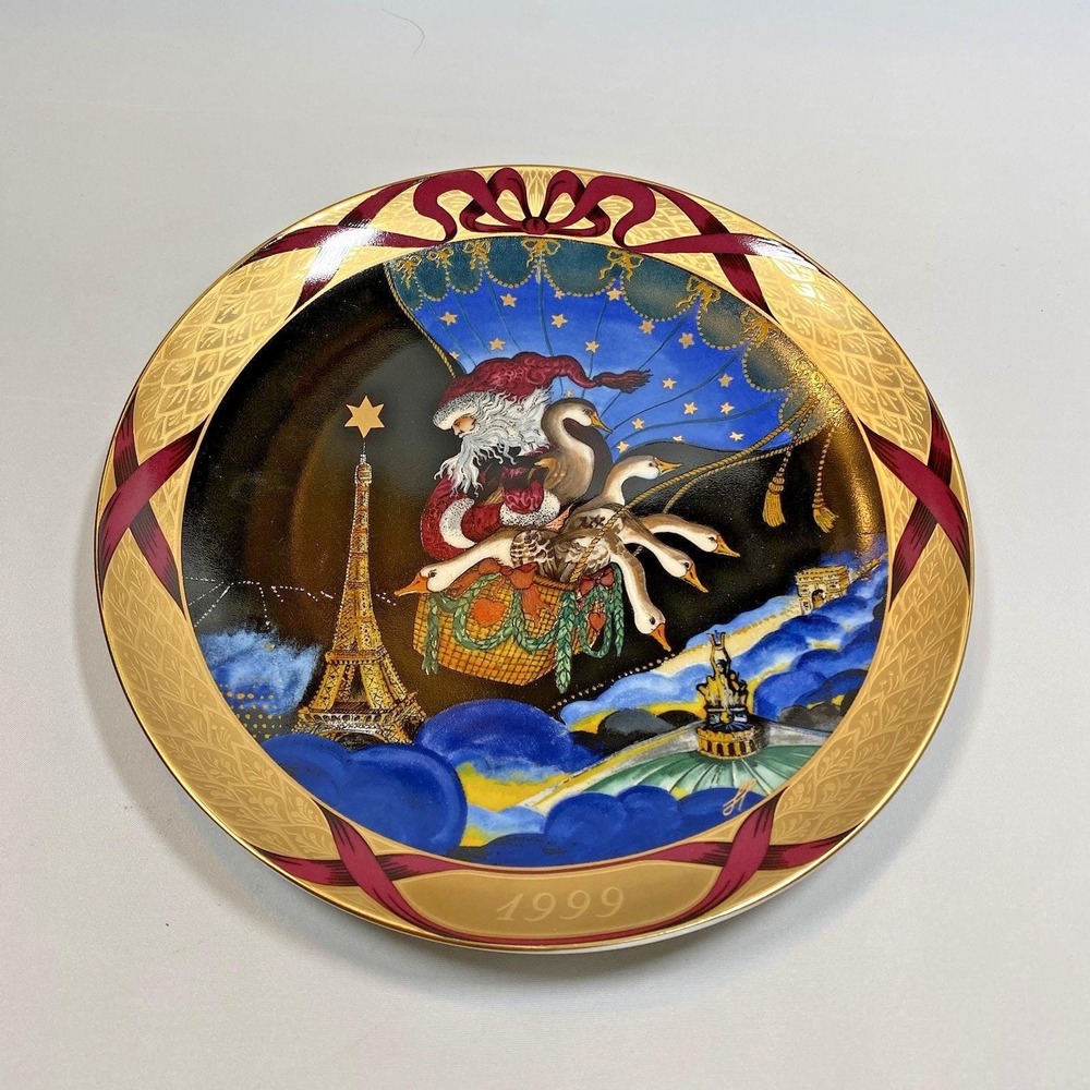 Bing Grondal Copenhagen Christmas Around the World Santa Europe Plate 1999 NEW - Picture 1 of 8